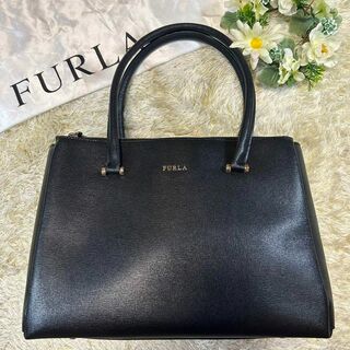 フルラ(Furla)の【美品】フルラ トートバッグ ハンドバッグ   通勤通学 レザー ブラック 黒(トートバッグ)