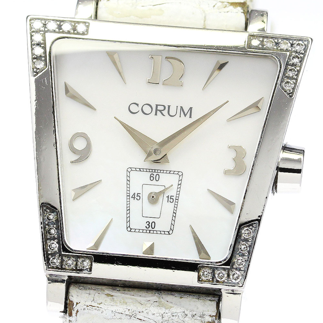 軽いダメージ針コルム CORUM 105.405.47 トラピーズ ダイヤベゼル スモールセコンド クォーツ レディース 保証書付き_765706