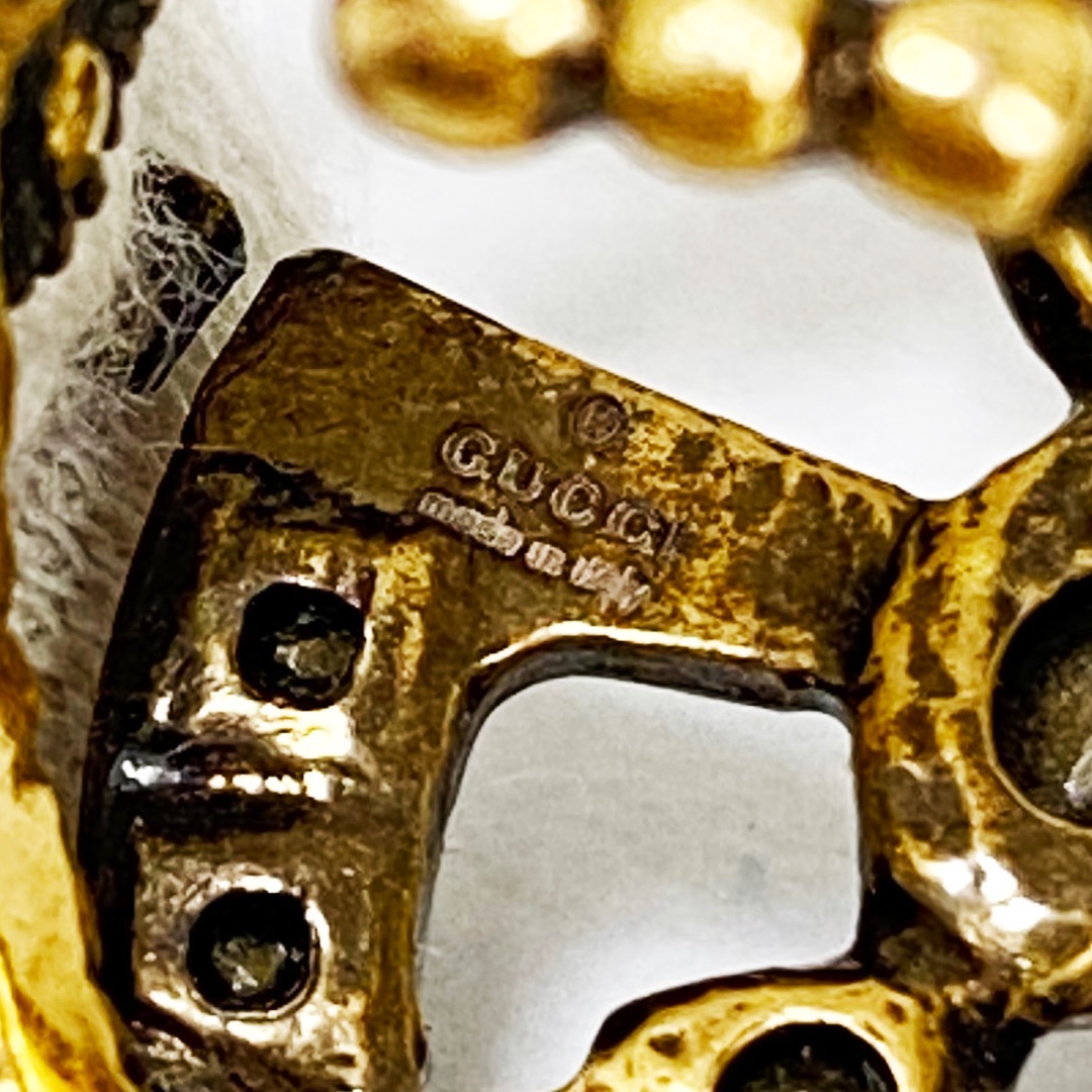 Gucci(グッチ)の【ほぼ未使用】グッチ ダブルGリング GGマーモント マルチカラー クリスタル レディースのアクセサリー(リング(指輪))の商品写真