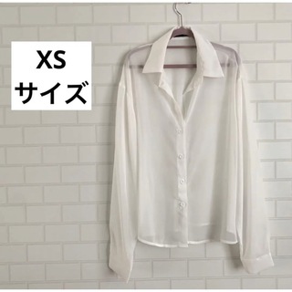 SHEINシーイン シースルーシャツ 白 ホワイト XS ドロップショルダー(シャツ/ブラウス(長袖/七分))