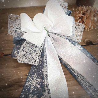 クリスマス　クリスマスリボン　ツリートップ　クリスマスツリー　リボン飾り　リース(インテリア雑貨)