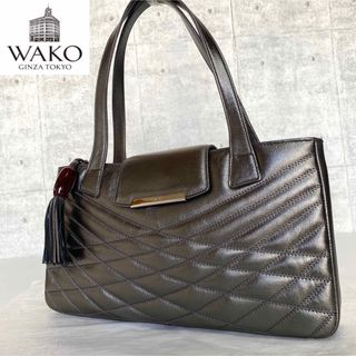 美品】WAKO 銀座和光 キルティング レザー メタリックシルバー ...