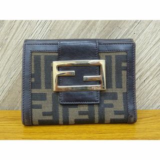 フェンディ(FENDI)のK博007/ FENDI ズッカ 二つ折 財布 キャンバス レザー (折り財布)