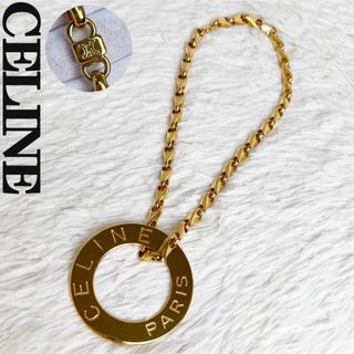 セリーヌ CELINE ルビー/0.02ct ロゴ ネックレス K18YG