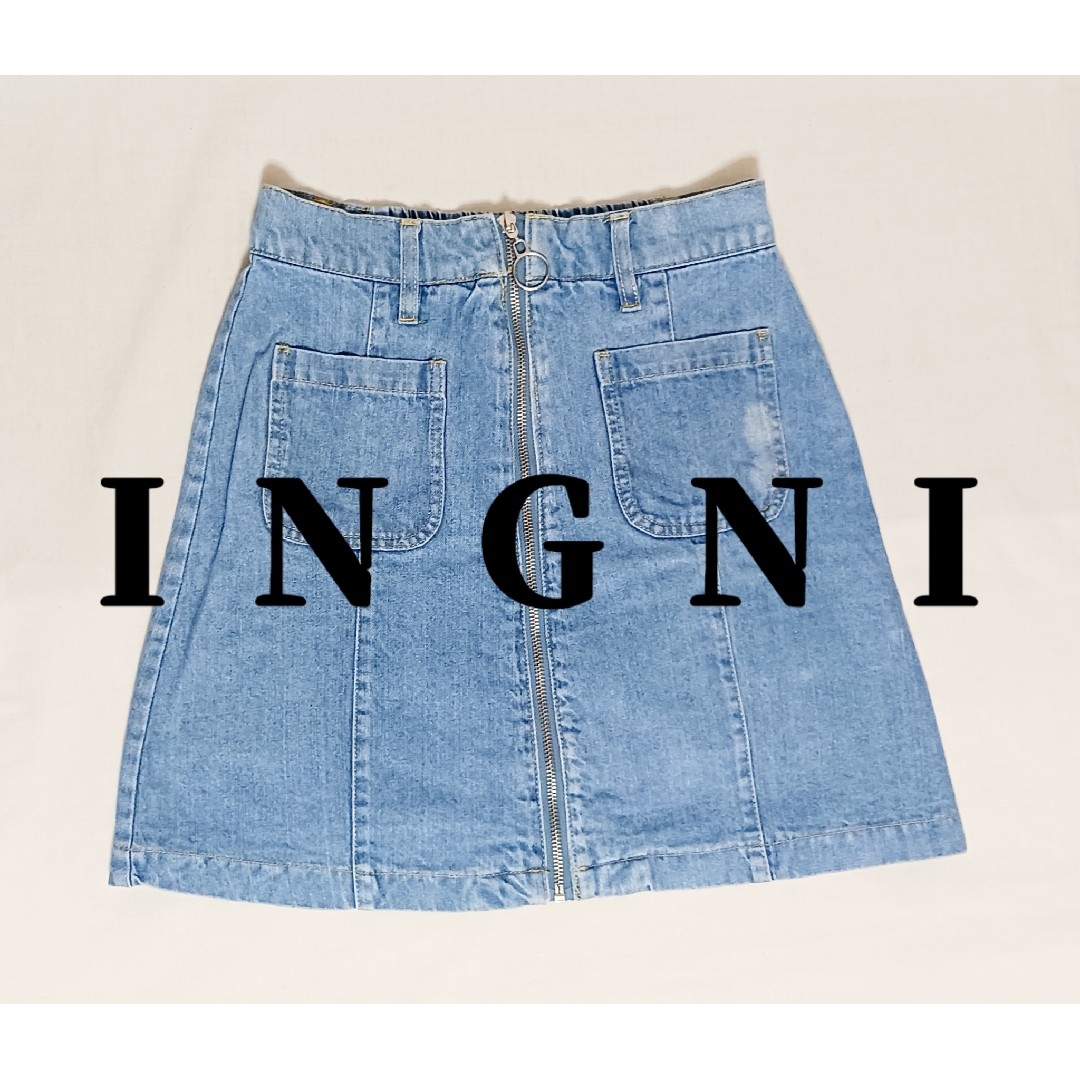 INGNI(イング)の【INGNI】リングフロントZIPデニムスカート【イング】 レディースのスカート(ミニスカート)の商品写真