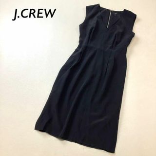 ジェイクルー(J.Crew)の【滑らかなシルク100%】美品 J.CREW ノースリーブ ワンピース ブラック(ひざ丈ワンピース)