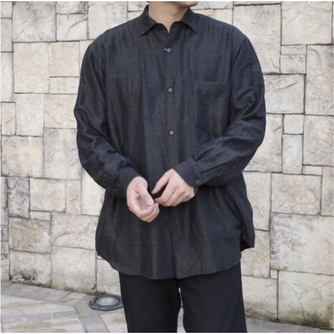 専用 comoli 21ss シルクオープンカラーシャツ navy サイズ2