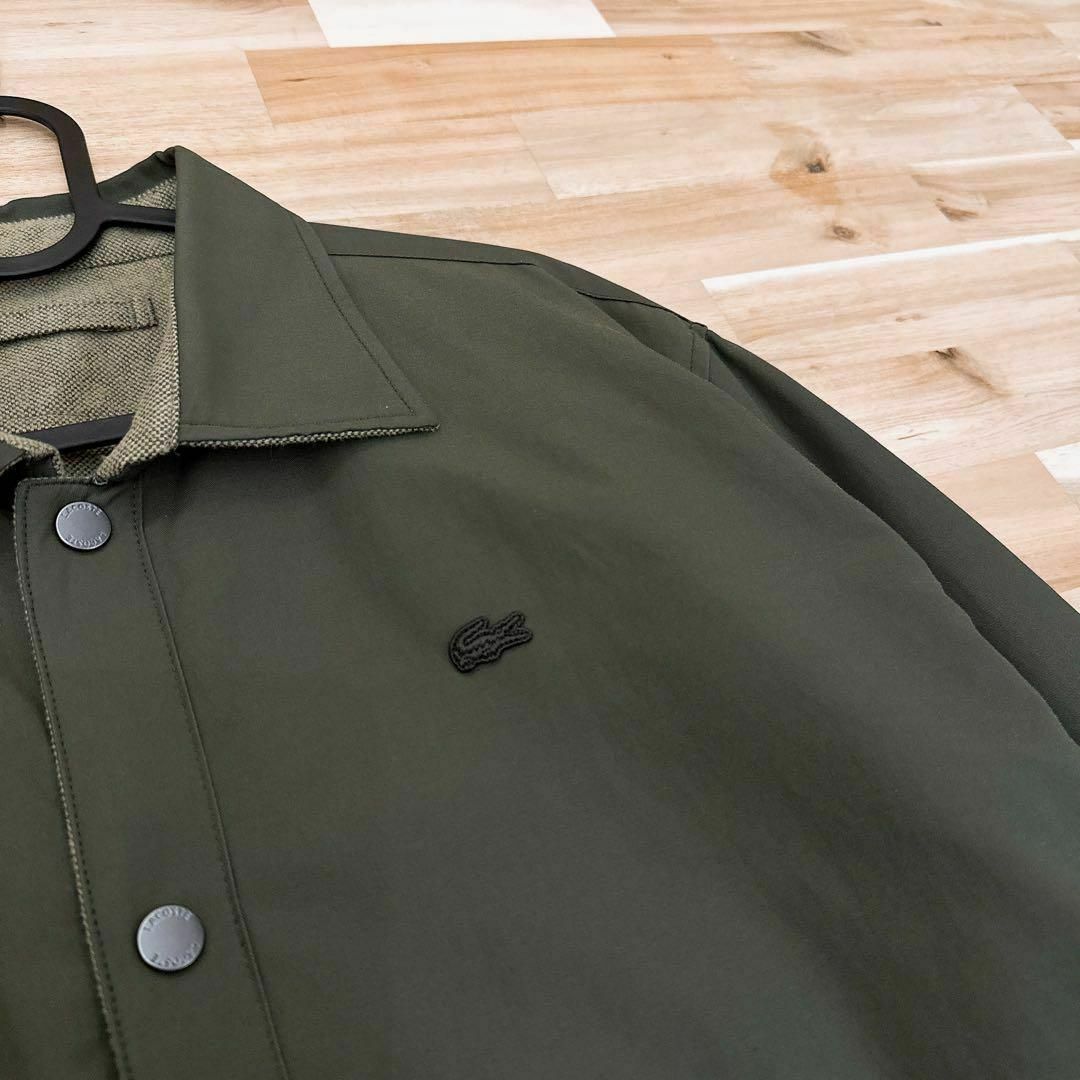 美品【ラコステ】リバーシブル ジャケット ワントーン S カーキ×オリーブ-