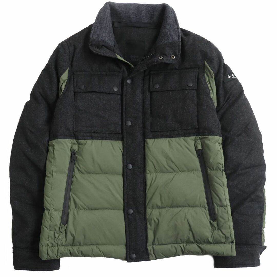 良品●19AW TATRAS タトラス VIGO/ビーゴ  MTK19A4135 ウール切替 ロゴワッペン WZIP ダウンジャケット グレー×カーキ 2 正規品