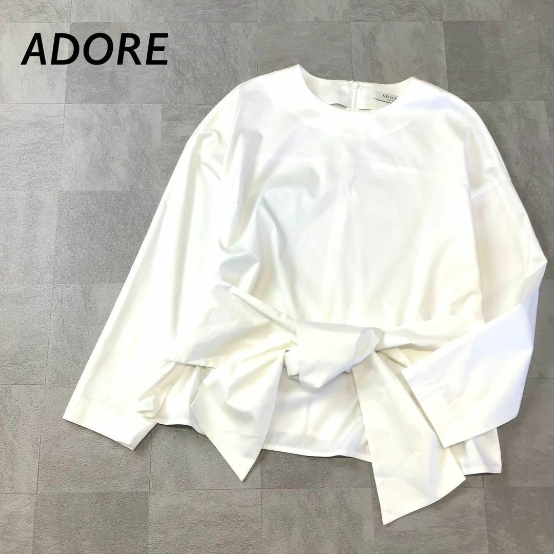 美品　ADORE ビッグ リボン ブラウス プルオーバー ホワイト