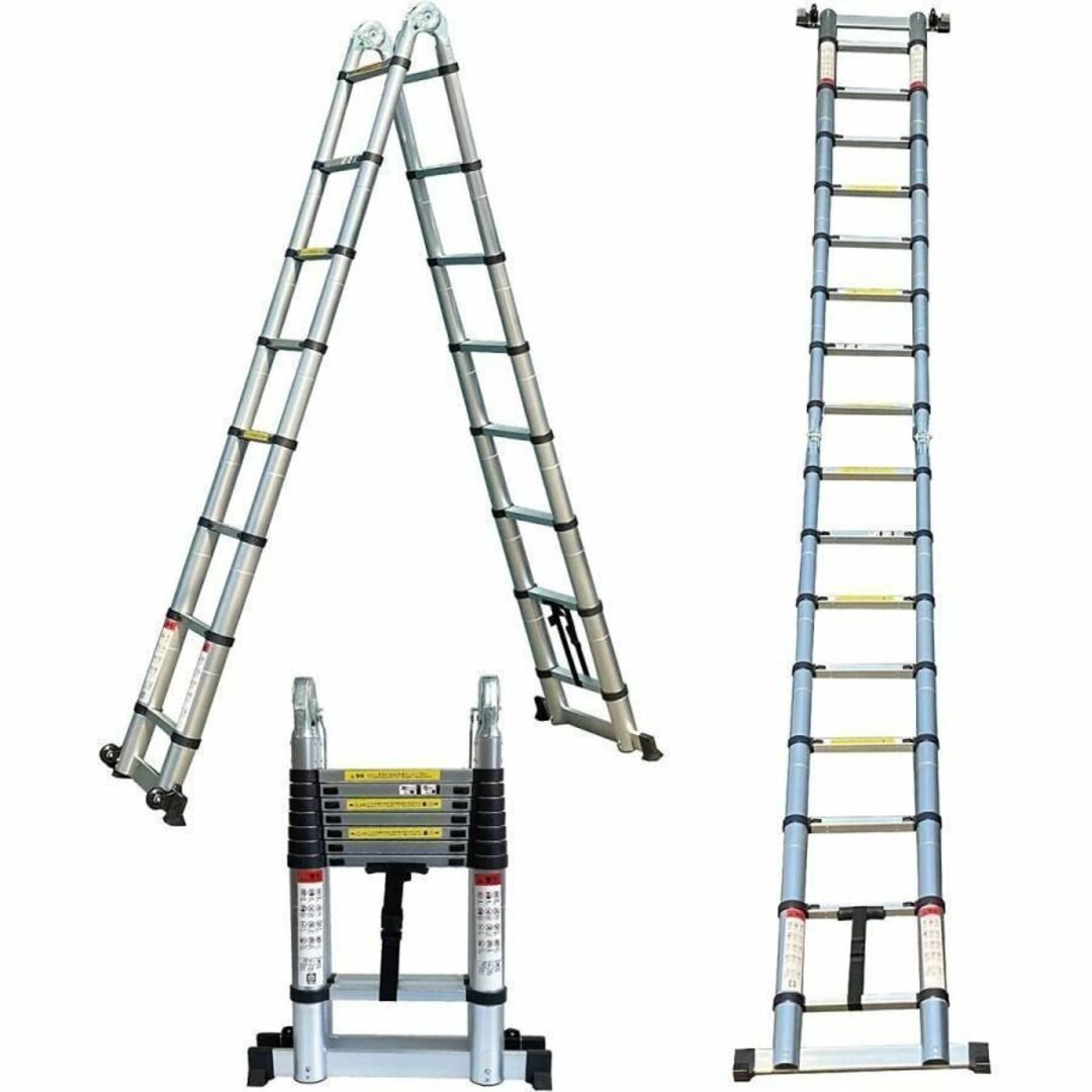 伸縮はしご 2.5+2.5m 最長5m アルミ製コンパクト 安全ロック搭載30