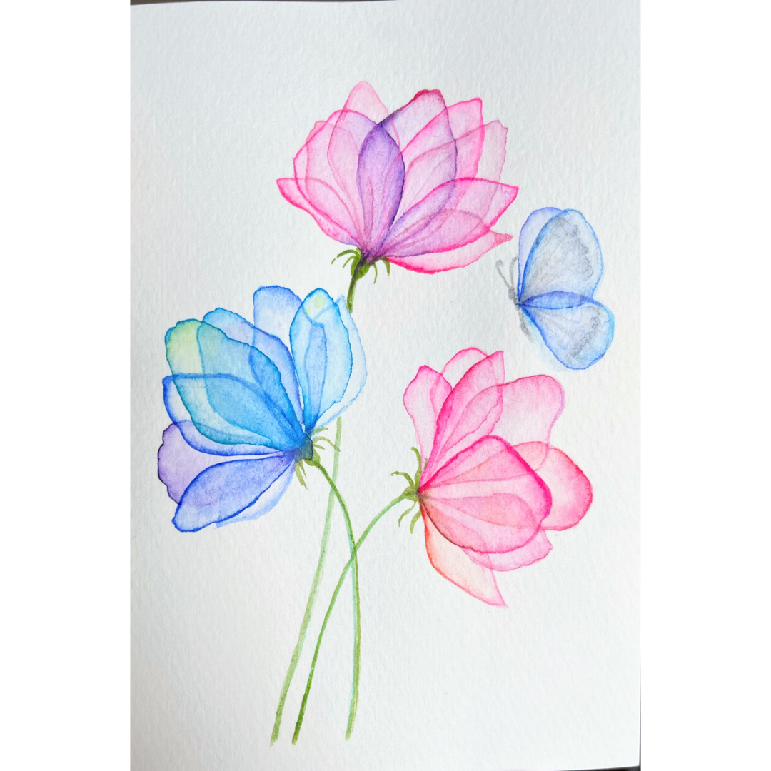 絵画 原画 水彩画『透明花』
