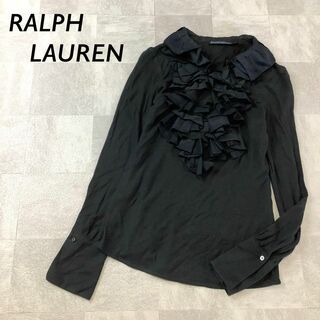 ラルフローレン(Ralph Lauren)のRALPH LAUREN フリル 長袖 プルオーバー カットソー ブラック(Tシャツ(長袖/七分))