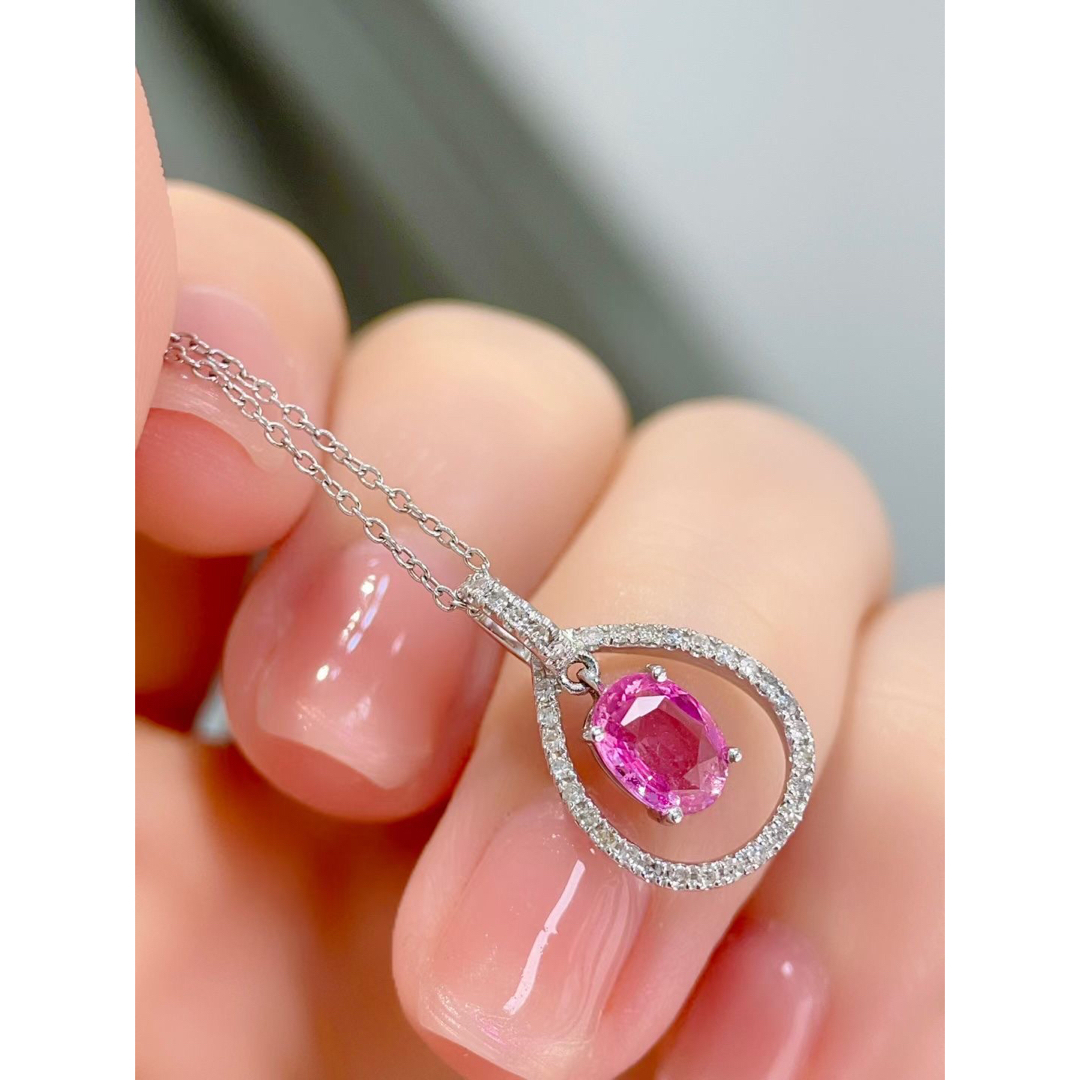 天然 ピンク サファイア ダイヤ  ペンダントトップ0.83ct k18 ¥