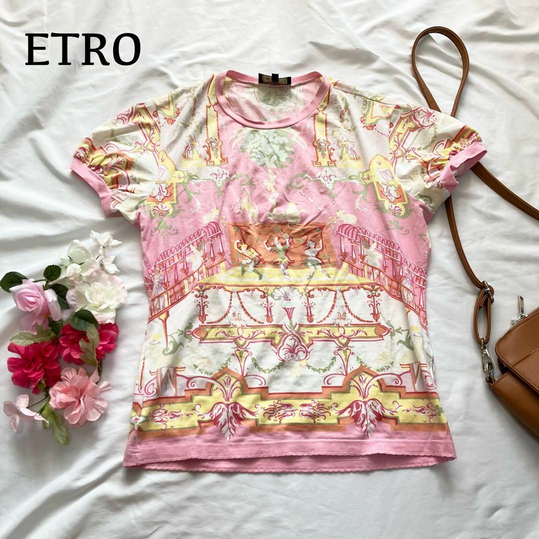 ETRO エトロ 半袖 ワンピース SIZE 44 ピンク ペイズリー柄