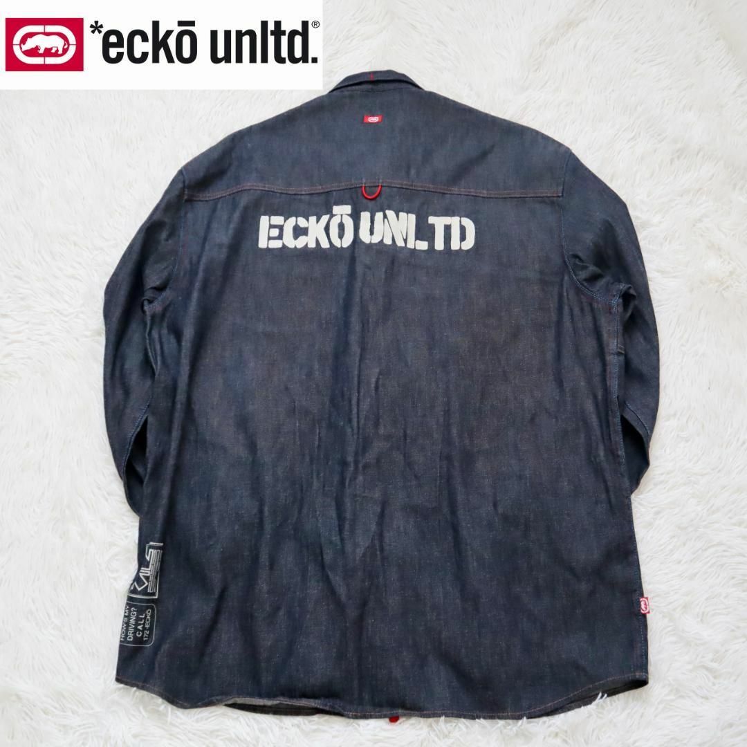 エコーアンリミテッド/ECKO UNLTD. デニムシャツ 長袖 濃色インディゴ