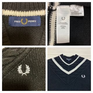 FRED PERRY   美品 aw□フレッドペリー□Vネック ストライプ テニス