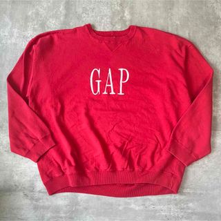 90s OLD GAP ビック刺繍 ロゴ入り トレーナー レッド系