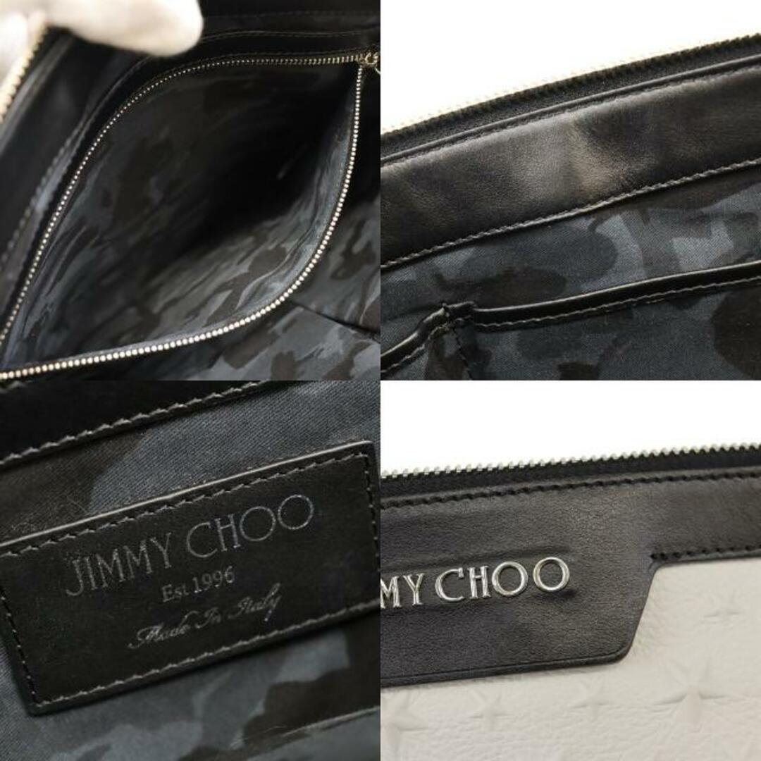 ジミーチュウ クラッチバッグ スター エンボス  ホワイト ブラック レザー JIMMY CHOO  | セカンドバッグ ブランド 星 白 黒 メンズ ファッション バック カバン ランクAB