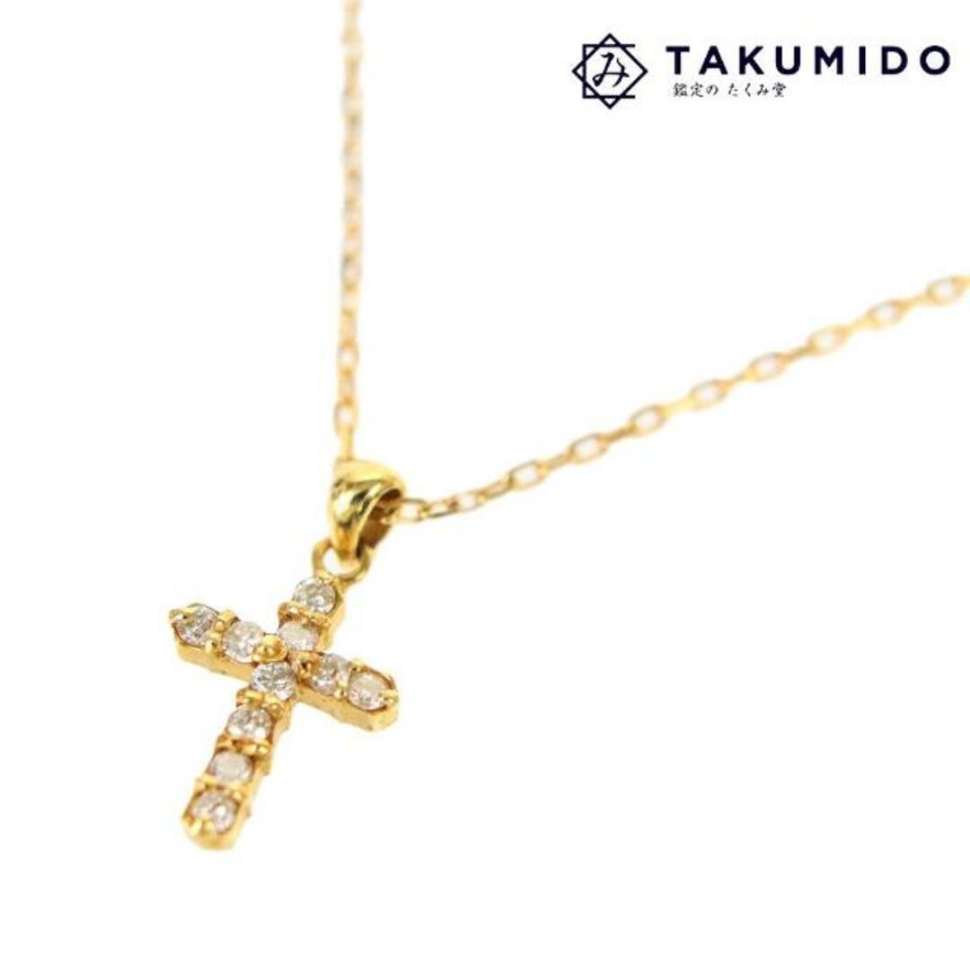 ELLE - エル クロスネックレス 中古 ゴールド K18 ダイヤモンド 0.1ct