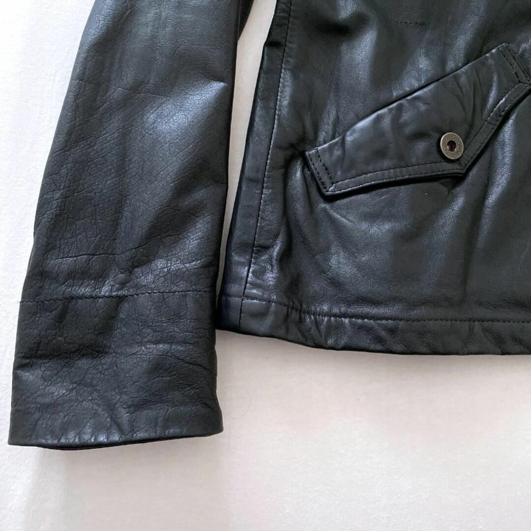 DIESEL(ディーゼル)のディーゼル　ヴィンテージレザージャケット　本革　牛革　スカーフ柄　ブラック　S メンズのジャケット/アウター(レザージャケット)の商品写真