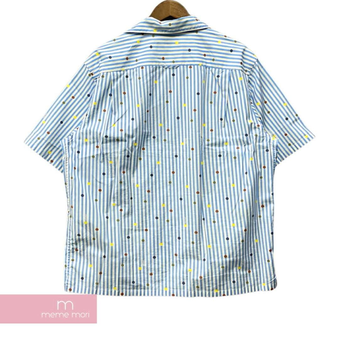 PRADA 2022SS Short-sleeved Shirt in Printed Stretch Cotton UCS339 S211 10N9 プラダ プリンテッドストレッチコットンショートスリーブシャツ 半袖 ボウリングシャツ ロゴプリント ストライプ ドット ライトブルー サイズL【230906】【-B】【me04】