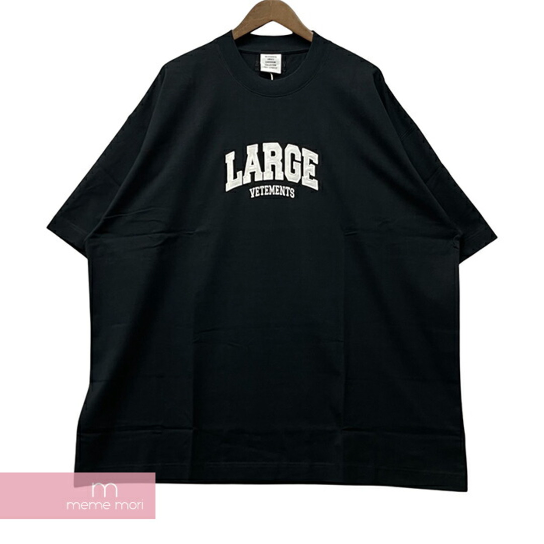 VETEMENTS 2023SS Large Logo Tee UE63TR840B ヴェトモン ラージロゴTシャツ 半袖カットソー ロゴ刺繍 オーバーサイズ モックネック ブラック サイズOS【230910】【新古品】【me04】