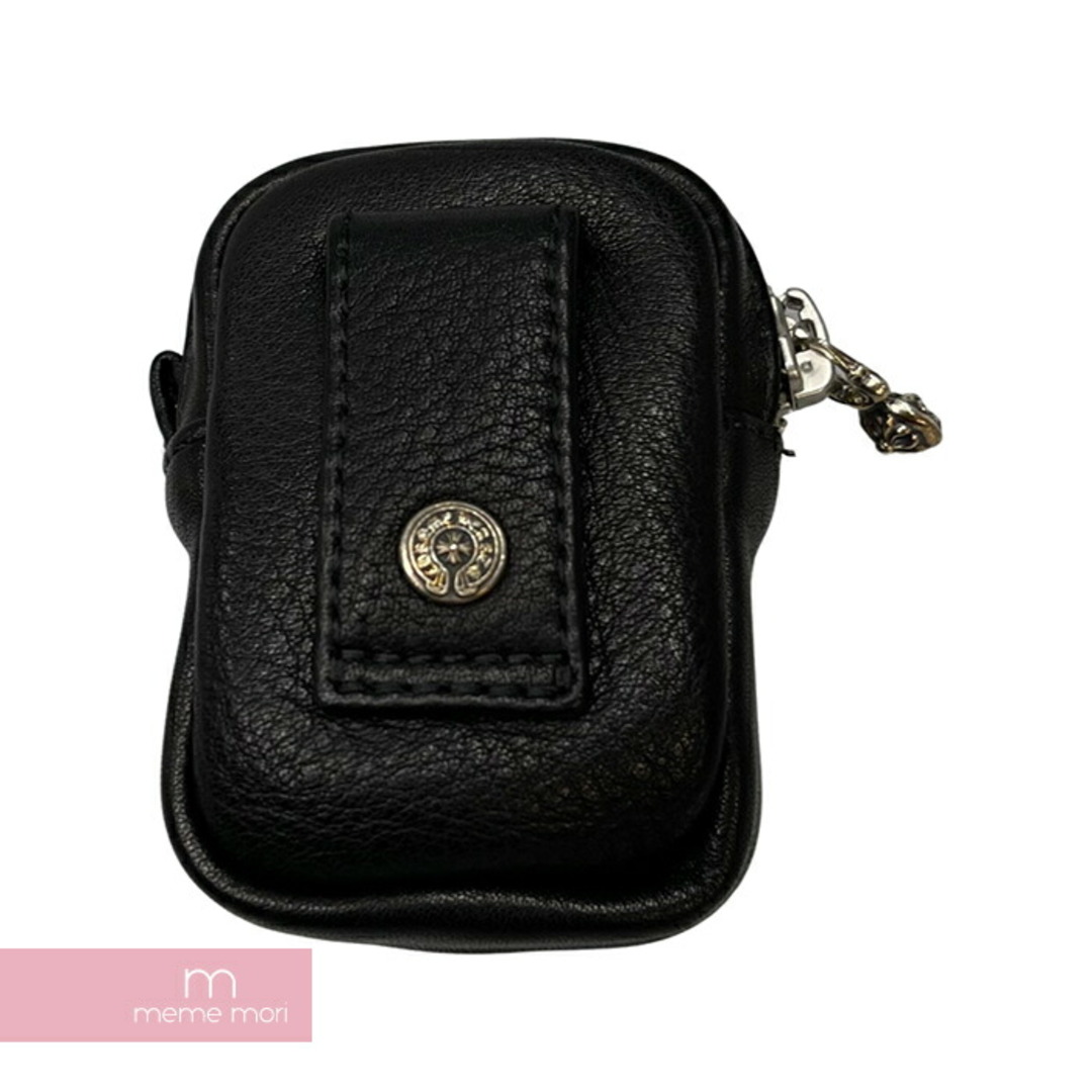 CHROME HEARTS Leather Micro Pouch Cross Patches クロムハーツ レザーマイクロポーチ クロスパッチ クロスボールジップ 小物入れ ブラック【230911】【-A】【me04】