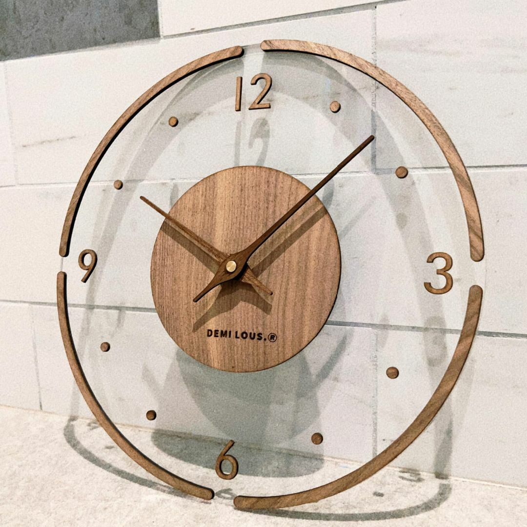 【2023最新】壁掛け時計 おしゃれ 掛け時計 クリア 透明 木製 ナチュラル