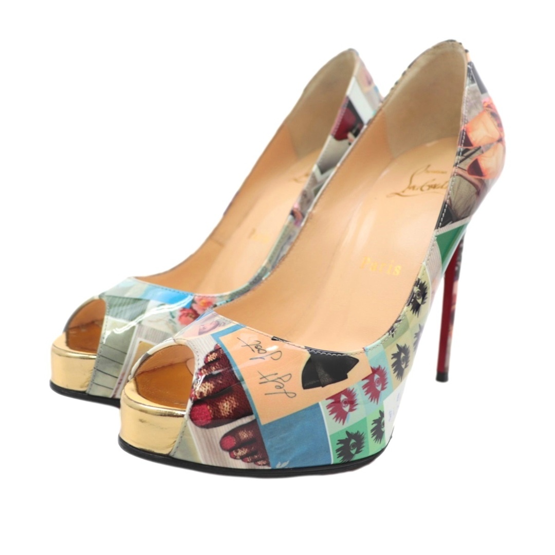 Christian Louboutin(クリスチャンルブタン)の美品 クリスチャンルブタン NEW VERY PRIVE 120 PATENT COLLAGE/SP コラージュ パテントヒールパンプス レディース マルチ 35.5 オープントゥ Christian Louboutin レディースの靴/シューズ(ハイヒール/パンプス)の商品写真