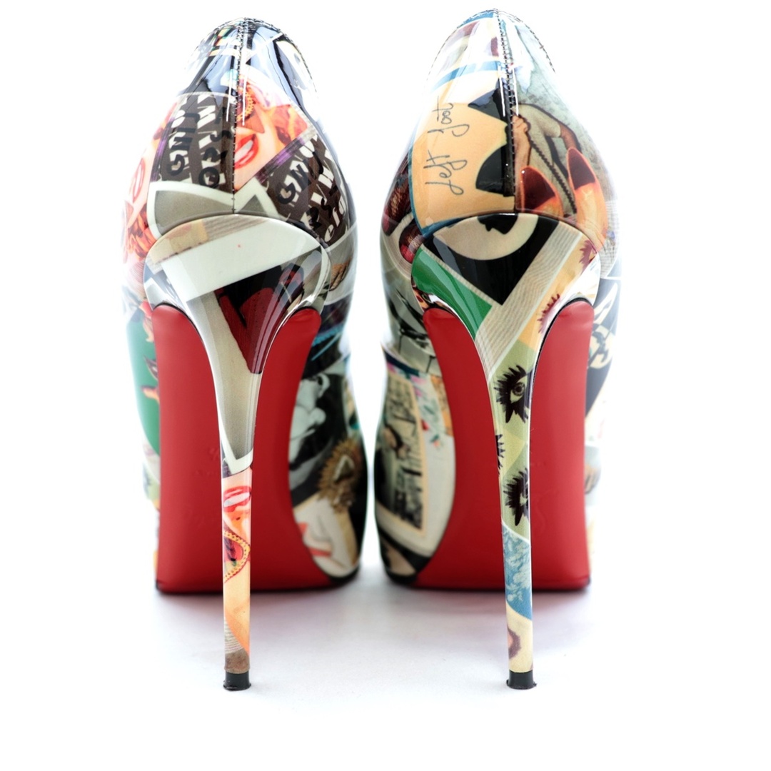 Christian Louboutin(クリスチャンルブタン)の美品 クリスチャンルブタン NEW VERY PRIVE 120 PATENT COLLAGE/SP コラージュ パテントヒールパンプス レディース マルチ 35.5 オープントゥ Christian Louboutin レディースの靴/シューズ(ハイヒール/パンプス)の商品写真