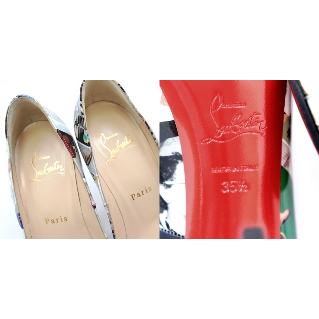 Christian Louboutin(クリスチャンルブタン)の美品 クリスチャンルブタン NEW VERY PRIVE 120 PATENT COLLAGE/SP コラージュ パテントヒールパンプス レディース マルチ 35.5 オープントゥ Christian Louboutin レディースの靴/シューズ(ハイヒール/パンプス)の商品写真