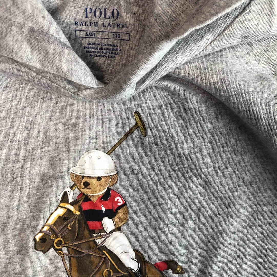 POLO RALPH LAUREN(ポロラルフローレン)のラルフローレン ポロベアフードつきロンT グレー 4T/110 キッズ/ベビー/マタニティのキッズ服男の子用(90cm~)(Tシャツ/カットソー)の商品写真