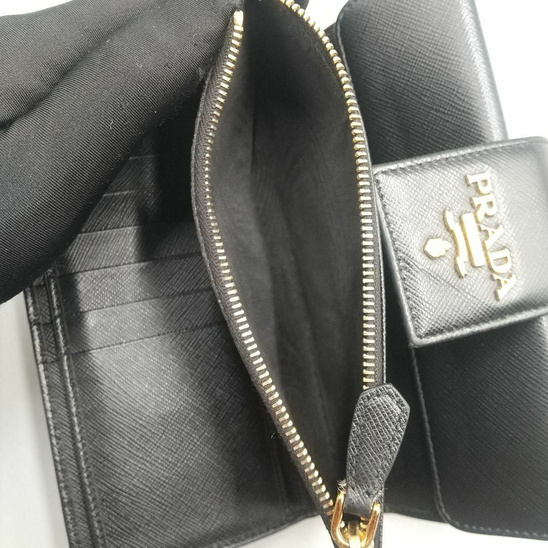 美品✨PRADA 長財布 サフィアーノレザー 黒 ゴールドロゴ IML005