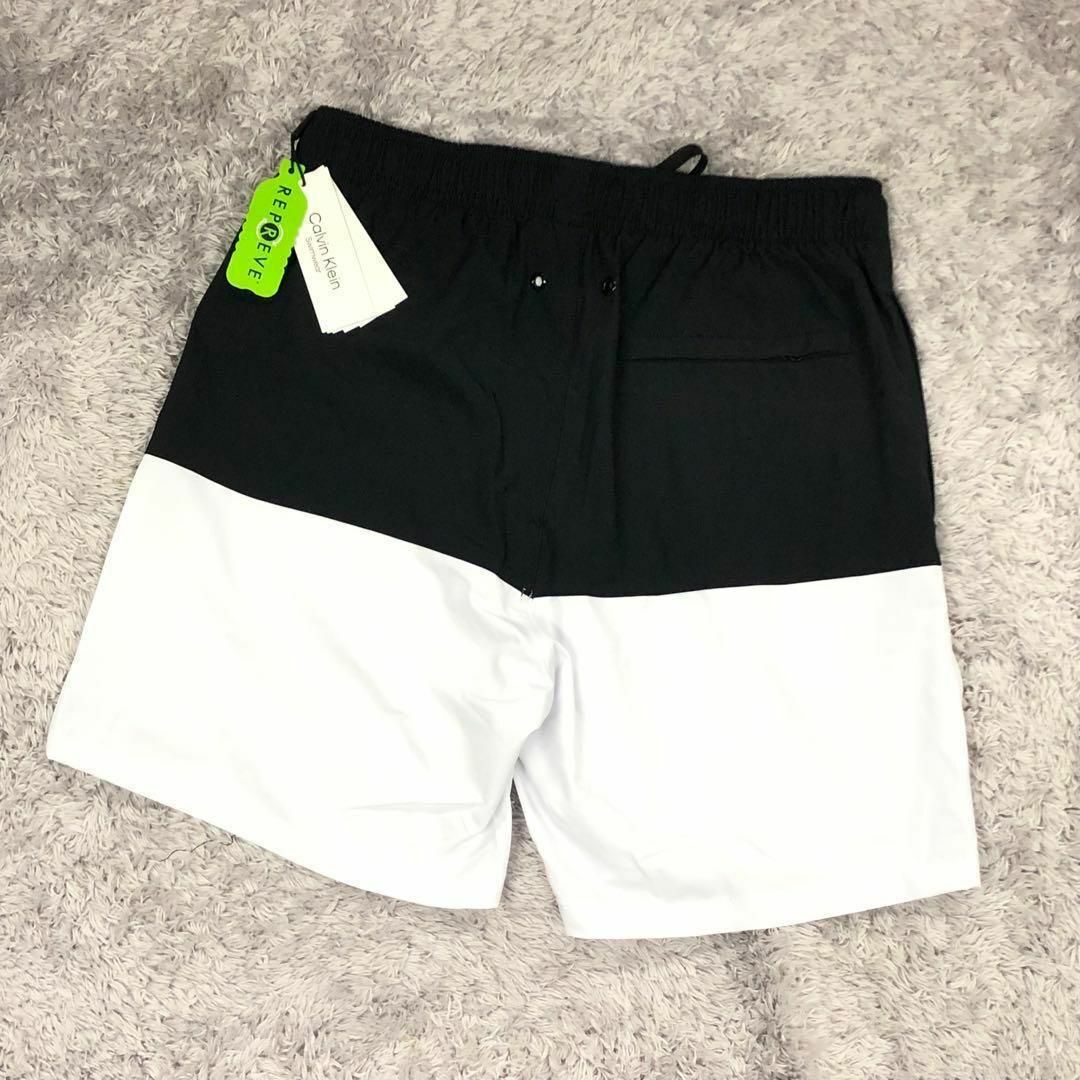 L⭐カルバンクライン⭐Calvin Klein⭐新品 海パン水着 白黒 デカロゴ-