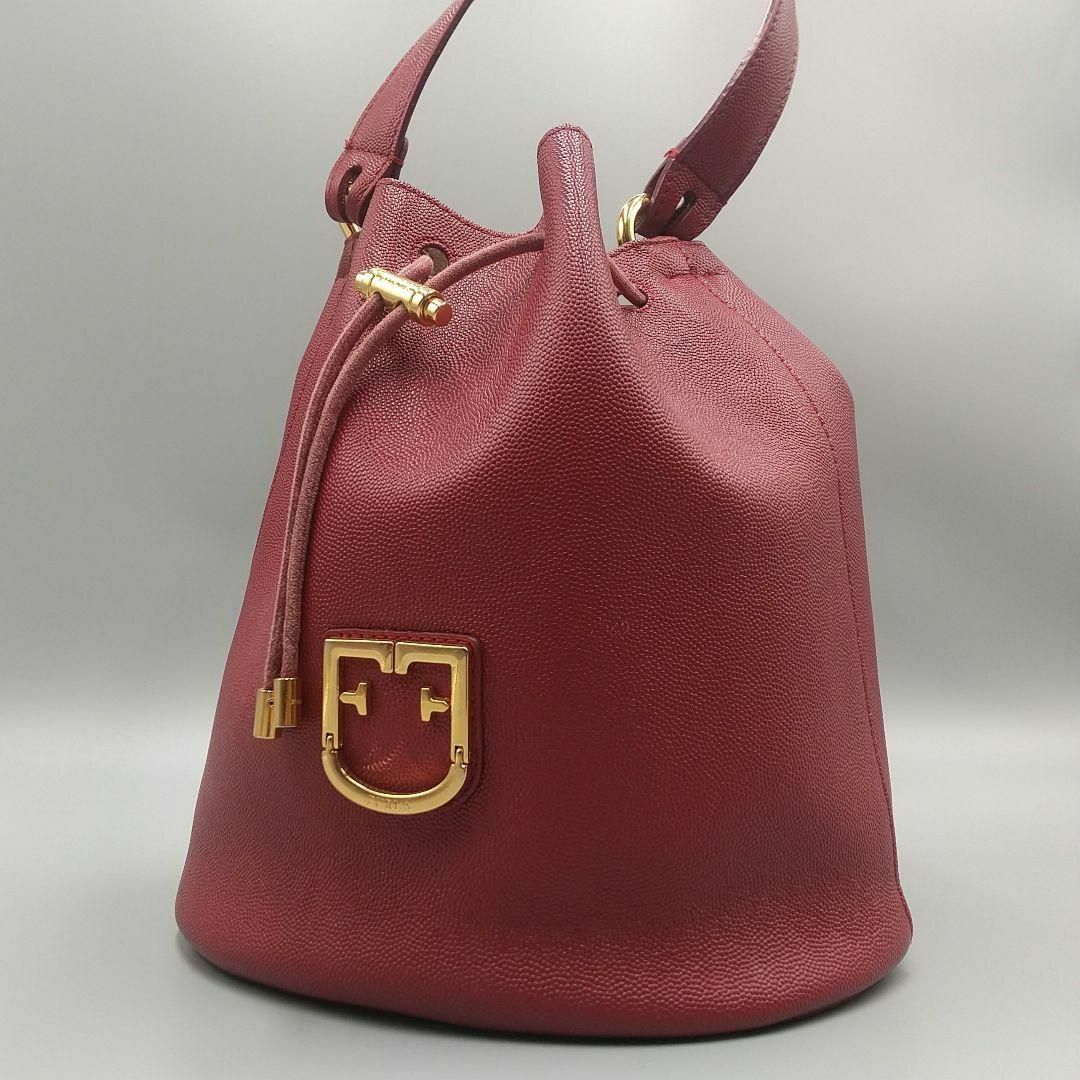 Furla - 美品✨FURLA コロナ 赤 ハンドバッグ ゴールドロゴ 本革の通販