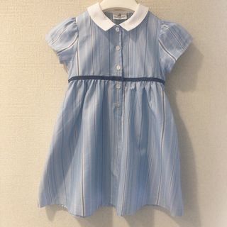 ファミリア90　水色ストライプワンピース②キッズ服女の子用(90cm~)