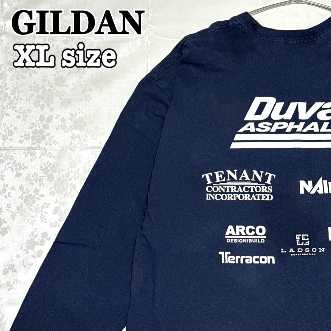 GILDAN ギルダン スウェット XL 紺 長袖 プリントロゴ