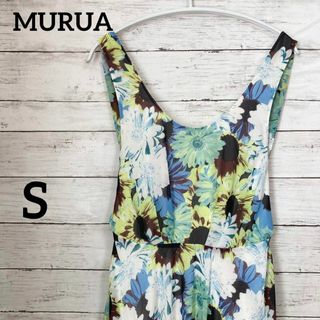 ムルーア(MURUA)の【美品】ムルーア　花柄　ノースリーブ　ミニワンピース　S(ミニワンピース)