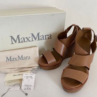 マックスマーラ(Max Mara)の定価約8万円 マックスマーラ 37 24㎝ サンダル ブラウン 茶色 本革 美品(サンダル)