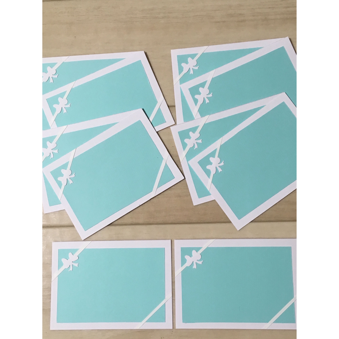 メッセージカード 10枚 ティファニーブルー ハンドメイドの文具/ステーショナリー(カード/レター/ラッピング)の商品写真