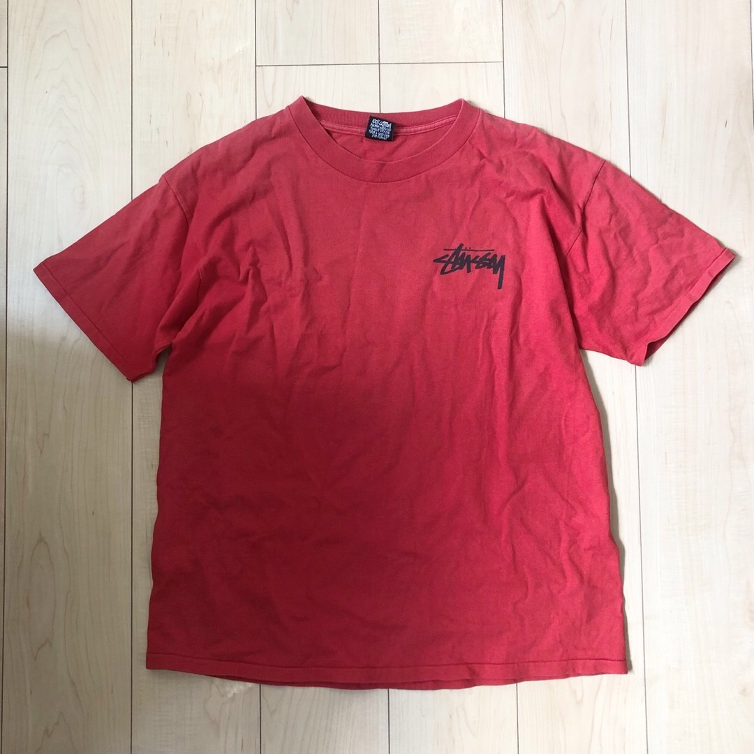 stussy 80-90s 黒タグ Tシャツ ドラゴン 赤 L