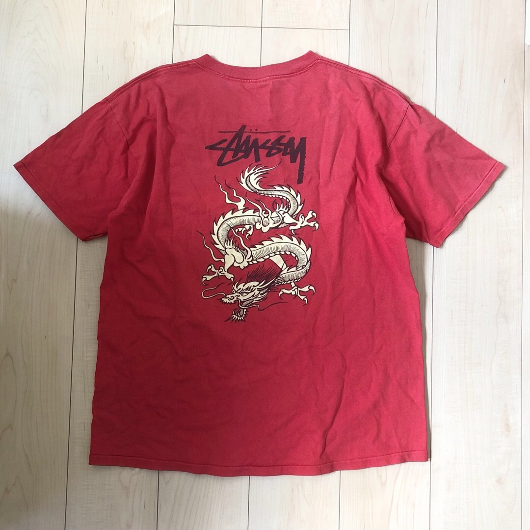 の正規 stussy 80-90s 黒タグ Tシャツ ドラゴン 赤 L | mcdc