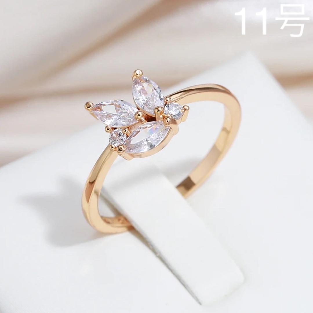 セール❣️【14KGP】キラキラ ジルコン ローズゴールド リング レディースのアクセサリー(リング(指輪))の商品写真