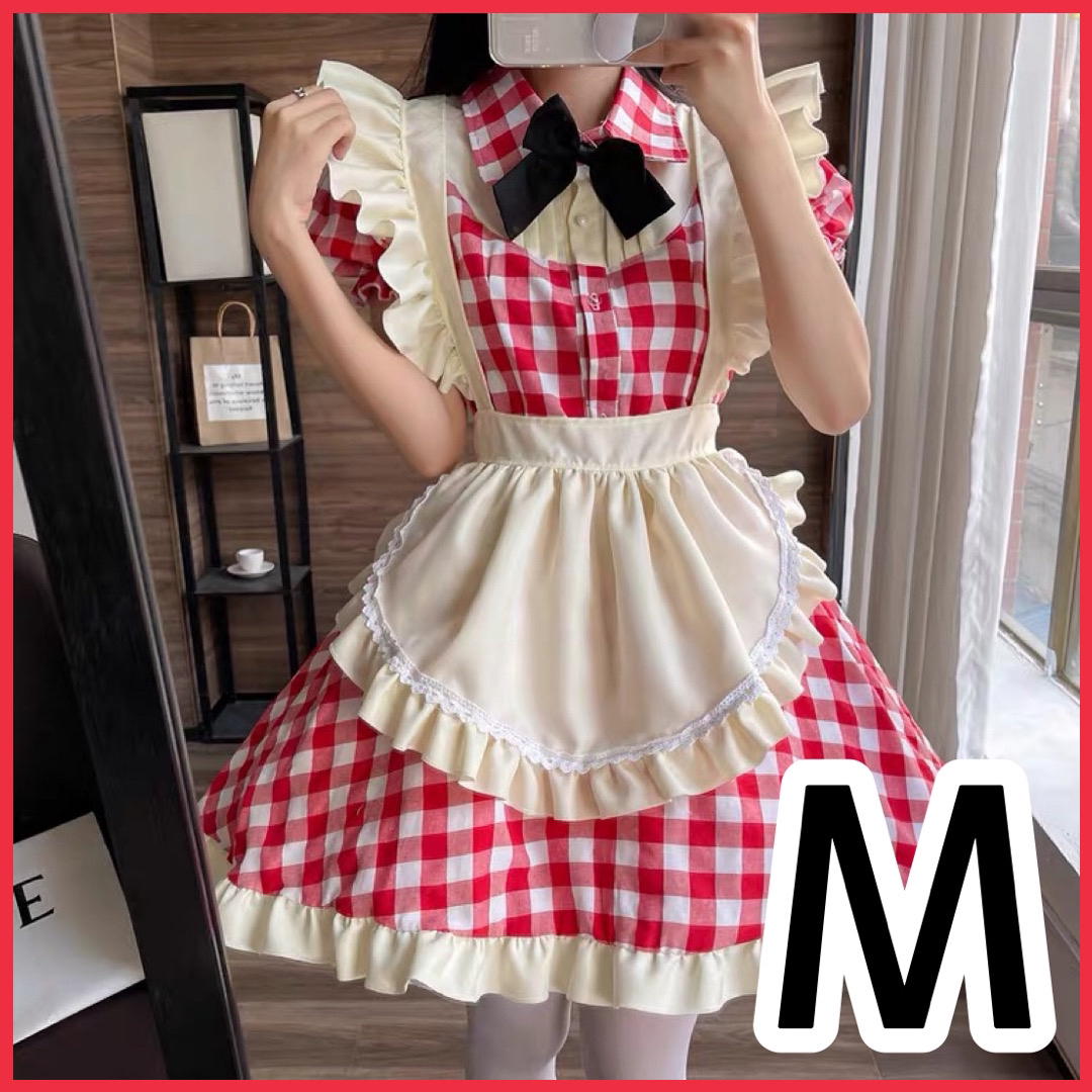 新品 未使用 ハロウィン レディース コスプレ メイド服 チェック 赤 mサイズの通販 by 雑貨とワンピースのお店｜ラクマ