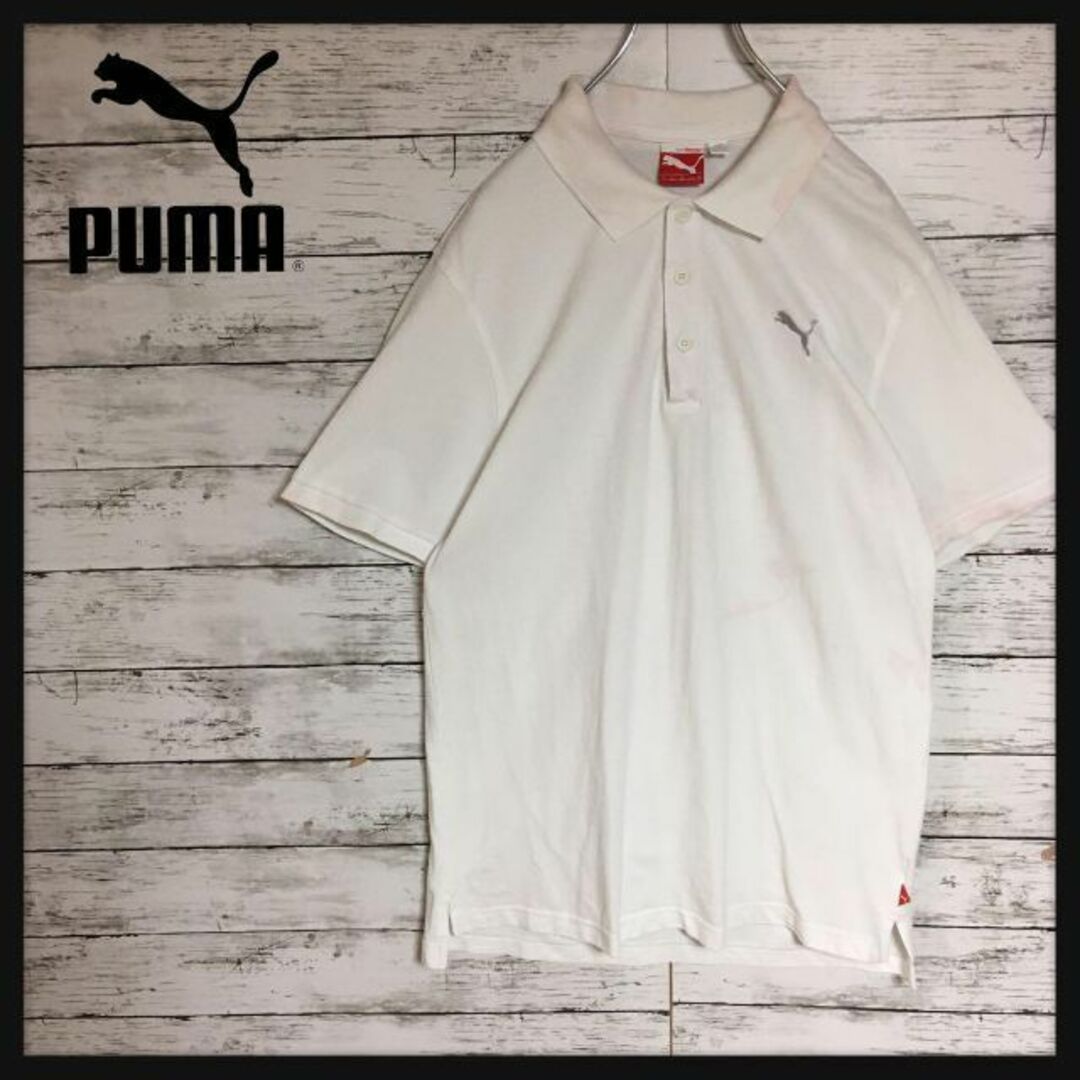PUMA 【人気デザイン】プーマ 半袖ポロシャツ 銀ロゴ刺繍有り 白Mサイズ K223の通販 by レモンサワー｜プーマならラクマ