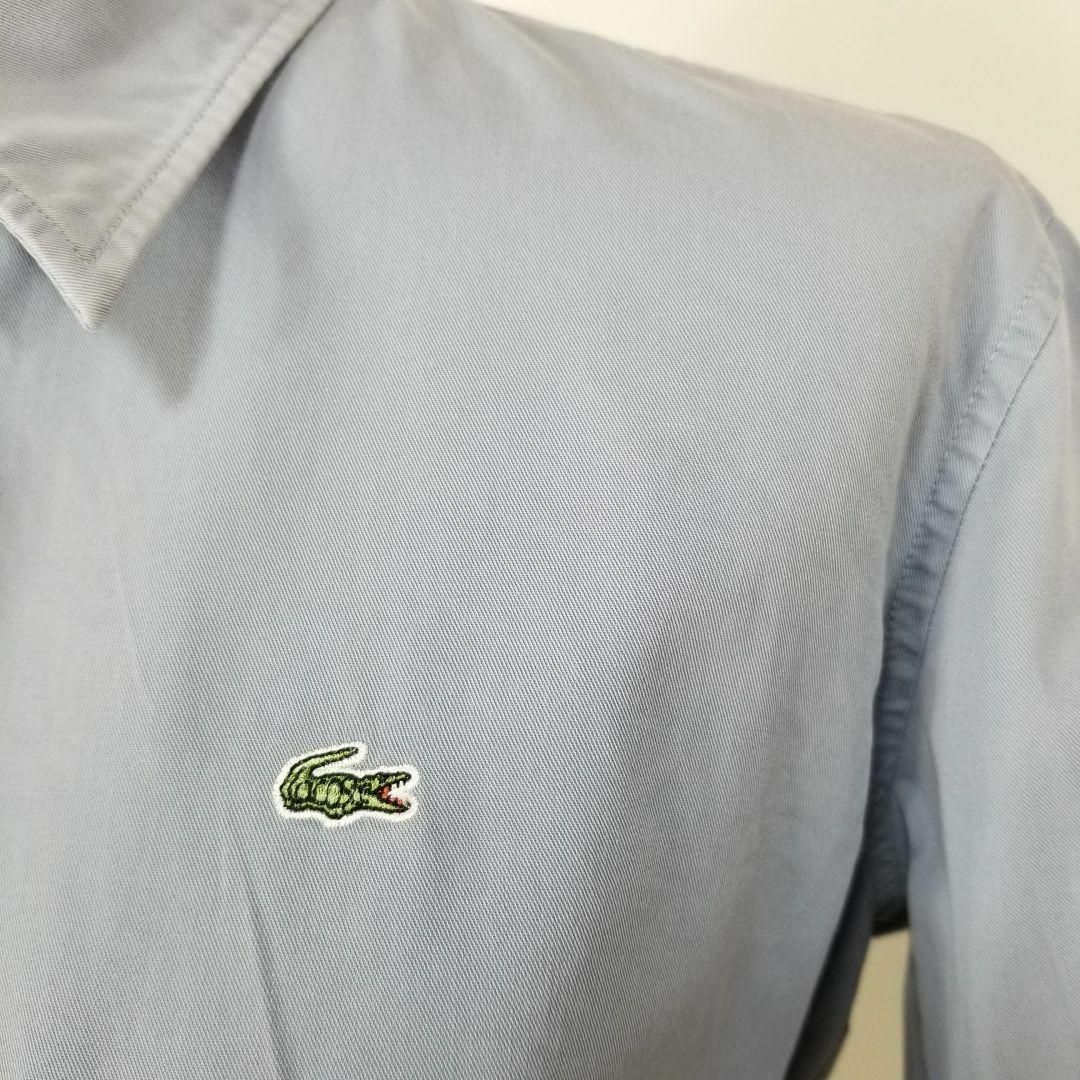 LACOSTE(ラコステ)のラコステLACOSTE美シルエット半袖シャツ40刺繍サイズLロゴ青灰 レディースのトップス(シャツ/ブラウス(半袖/袖なし))の商品写真