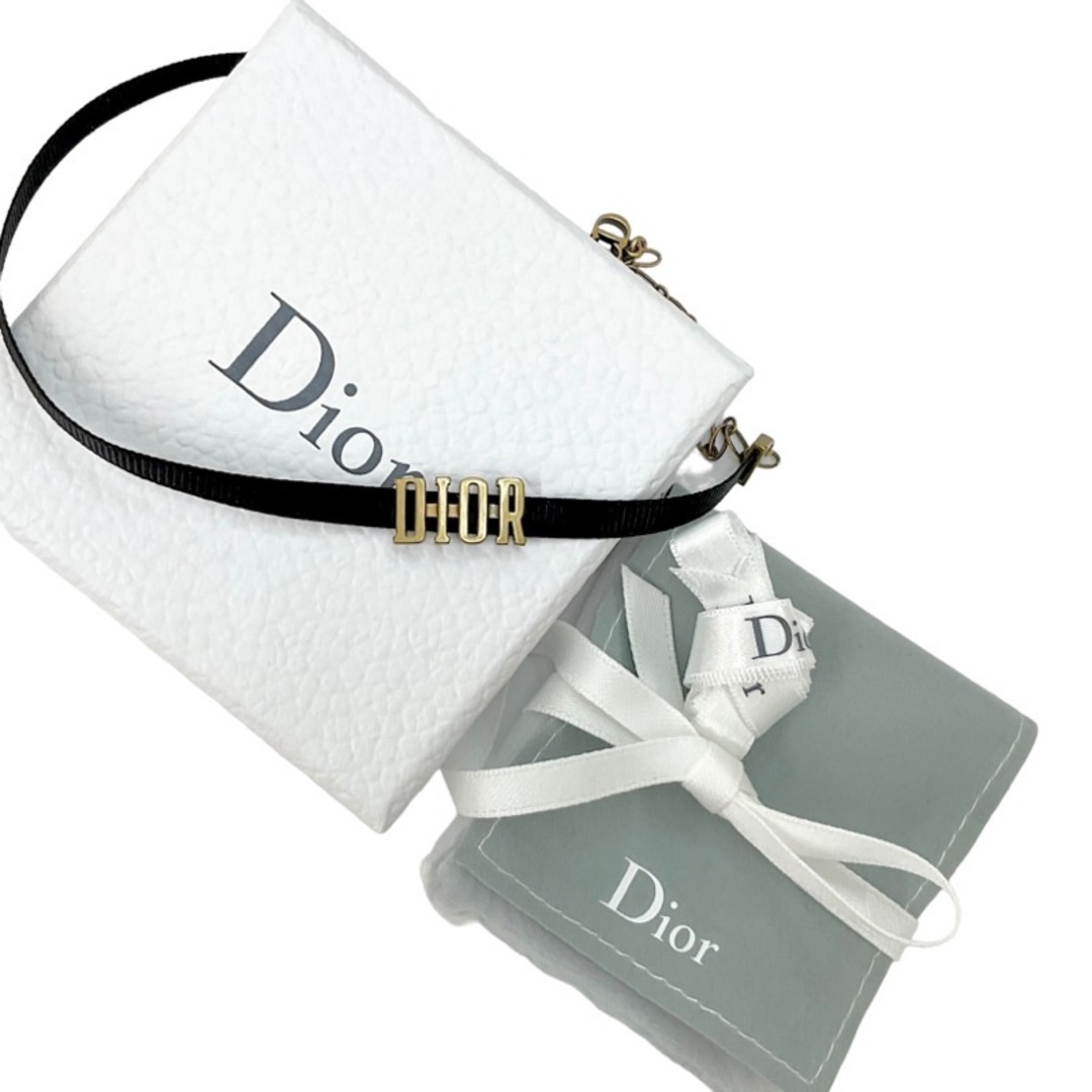 クリスチャンディオール CHRISTIAN DIOR ネックレス ペンダント チョーカー CDロゴ ブラック 黒 ゴールド