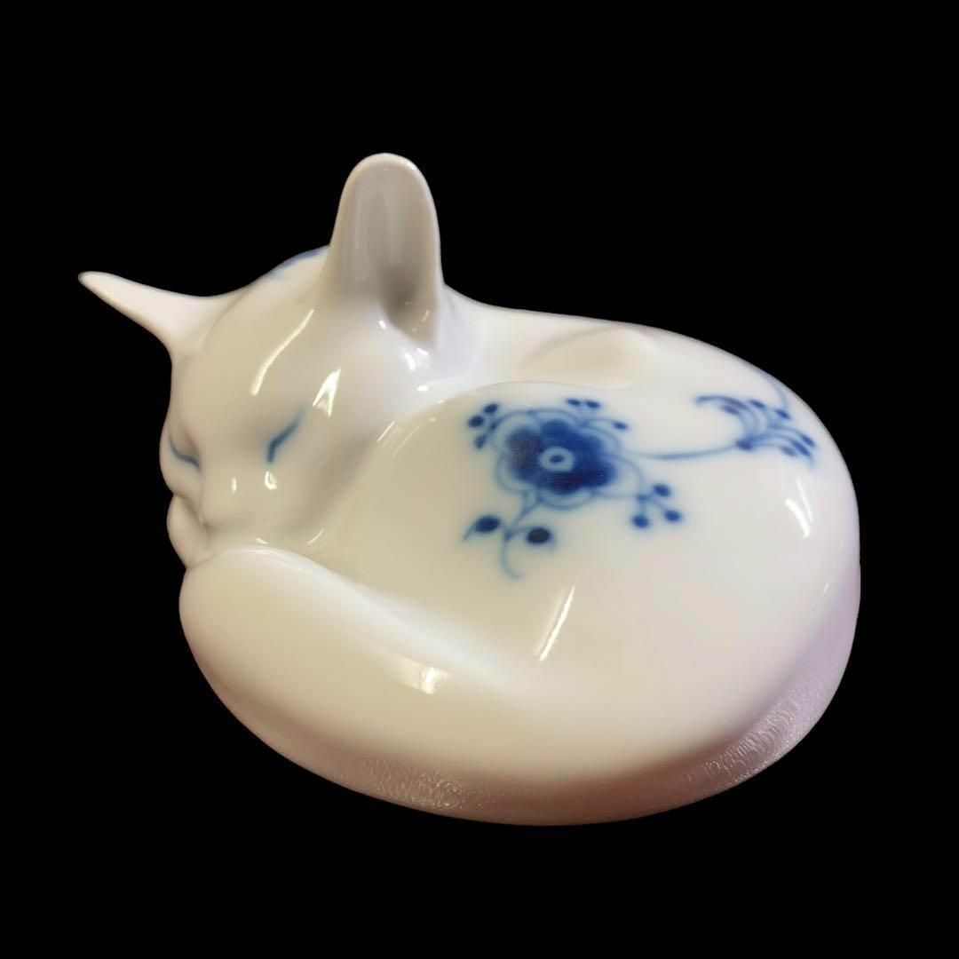 【貴重品】ロイヤルコペンハーゲン ブルーフルーテッド 寝り猫 フィギュリン