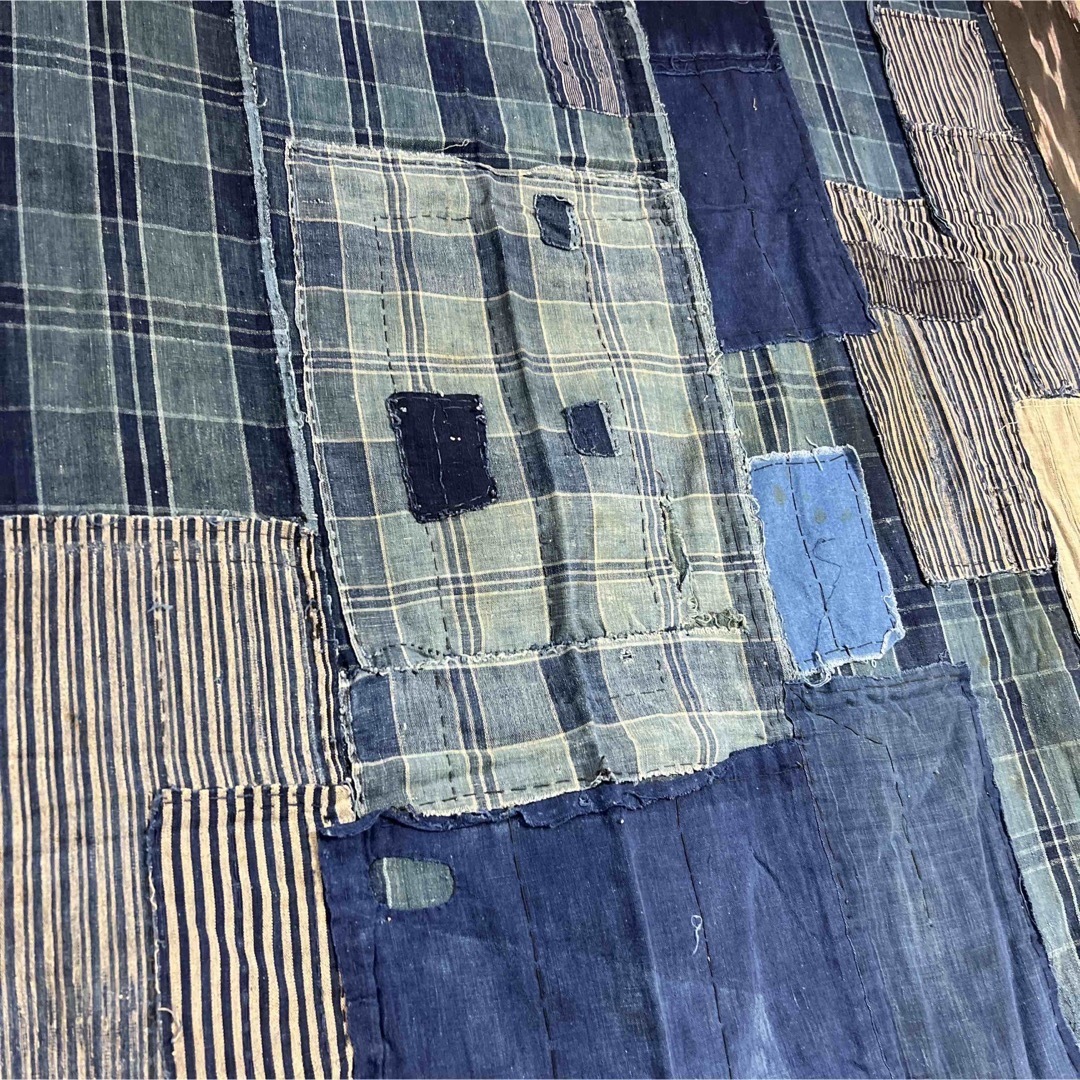 japan vintage BORO 古布 敷物 刺し子 襤褸 藍染 木綿サイズ